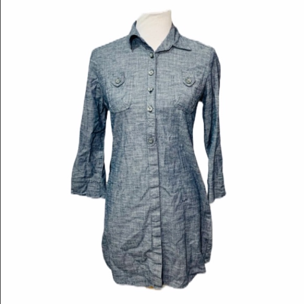 FEI Anthropologie Chambray Button Down Dress